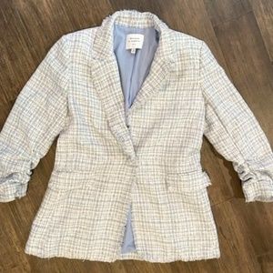 Maison d'Amelie Scrunched Sleeve Tweed Blazer